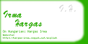 irma hargas business card